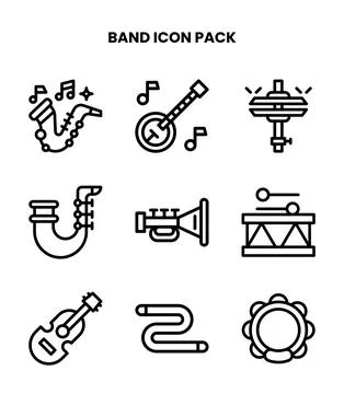 Band Line Vector Icons Pack Stock Illustration