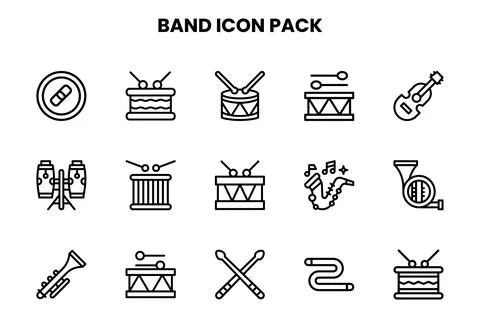 Band Line Vector Icons Pack Stock Illustration