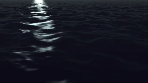 A band of moonlight on dark water - Water FX0111 HD, 4K Stock Footage