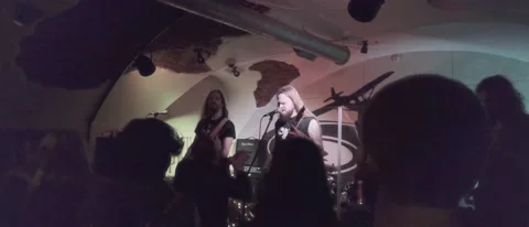Band Performing Live on Stage in a Small Night Club 4k HDR Stock Footage 238896969