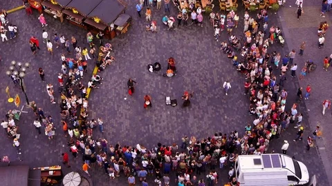 Band performing on Old Town Square in Prague Stock Footage 82704001