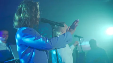 Band performing on stage at wedding Stock Footage 149601061