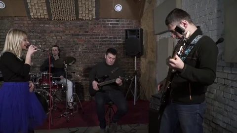 Band playing the different musical instruments Stock Footage 74198620