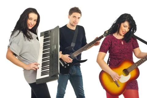 Band playing instruments Stock Photos