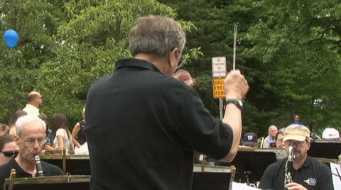 Band plays at a Memorial Day observance Stock Footage 24202304