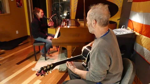 Band Practicing in Studio - Guitar Stock Footage 58456648