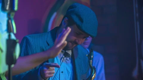 Band is really enjoying themselves during their performance Stock Footage 112196872