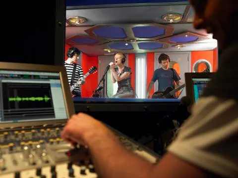 Band In Recording Studio Stock Photos