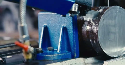 Band saw cutting tool automatic feed steel bar, high performance cut-off machine Stock Footage 170885647