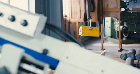 Band saw cutting tool automatic feed steel bar, high performance cut-off machine Stock Footage 170886357