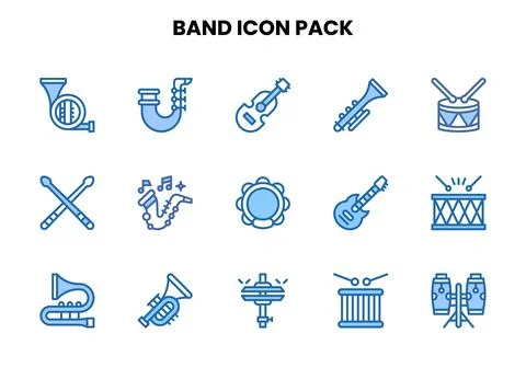 Band Two Colour Graphics Icons Pack Stock Illustration