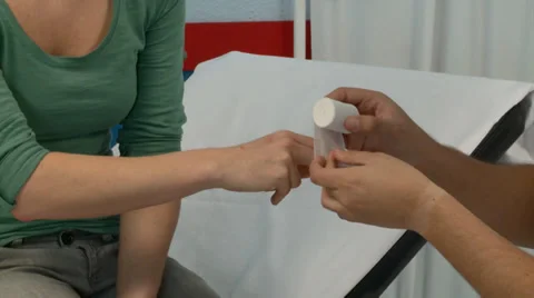 BANDAGE FINGERS Stock Footage 35842454