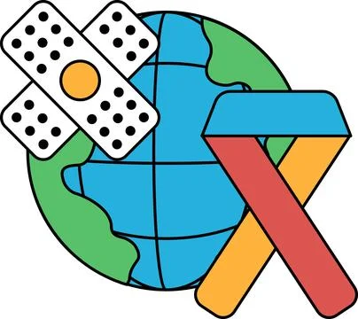 A bandage is on a globe with a cross on it Stock Illustration