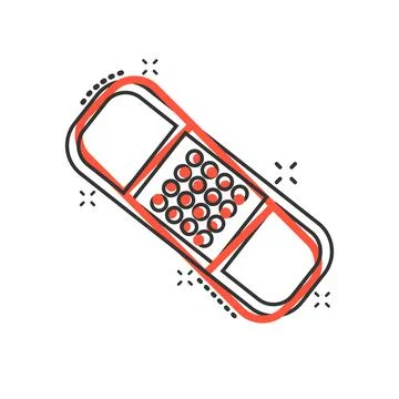 Bandage icon in comic style. Plaster cartoon vector illustration on white iso Stock Illustration