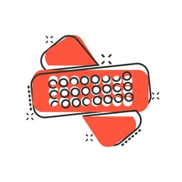 Bandage icon in comic style. Plaster cartoon vector illustration on white iso Stock Illustration