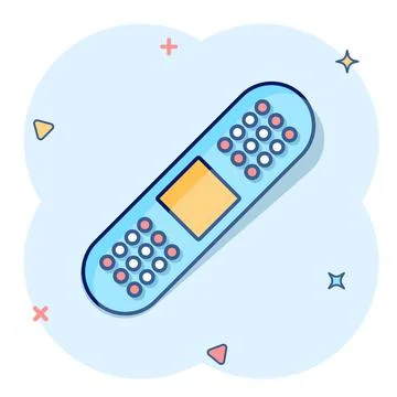 Bandage icon in comic style. Plaster cartoon vector illustration on white iso Stock Illustration