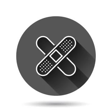 Bandage icon in flat style. Plaster vector illustration on black round backgr イラスト素材