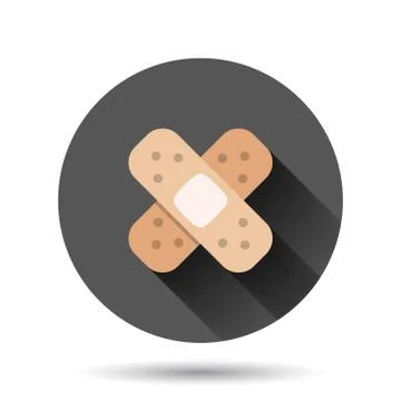 Bandage icon in flat style. Plaster vector illustration on black round backgr イラスト素材