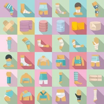 Bandage icons set flat vector. First aid Stock Illustration