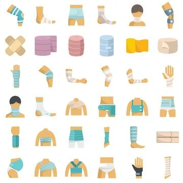 Bandage icons set flat vector. First aid Illustrazione stock