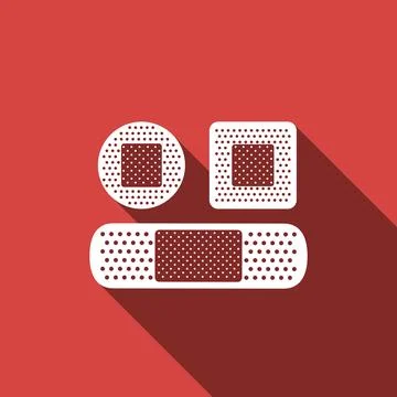 Bandage plaster icon with long shadow. 스톡 일러스트