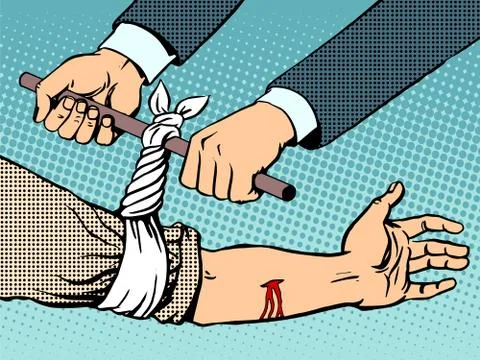 Bandage to stop the bleeding after being wounded Stock Illustration