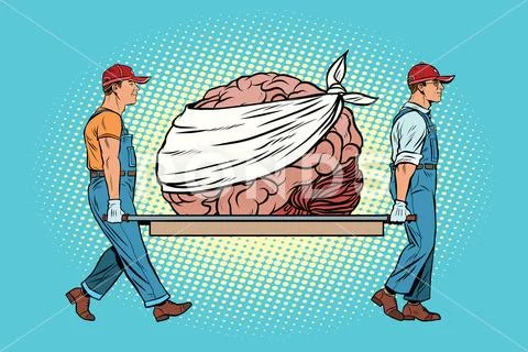 Bandaged bear on the brain repair Stock Illustration