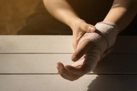 Bandaged hand Stock Photos