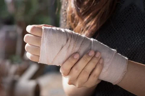 Bandaged hand Stock Photos