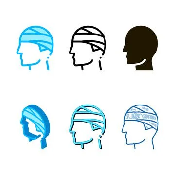 Bandaged head man simplified silhouette headache vector icon Stock Illustration
