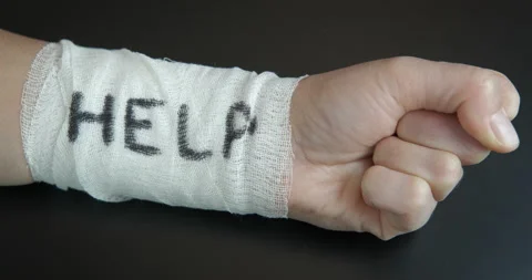 Bandaged pained hand. Stock Footage 166844819