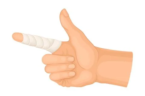 Bandaged Pointer Finger Because of Injury or Wound Vector Illustration Stock Illustration
