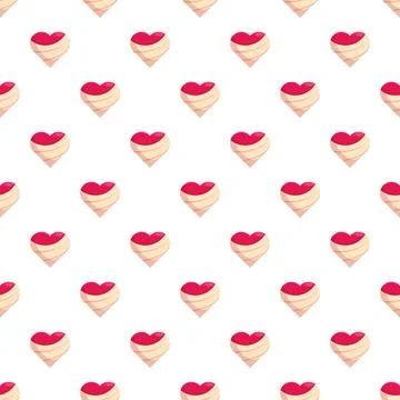 Bandaged red heart seamless repeating pattern on white Stock Illustration