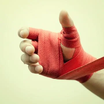 Bandaging hands boxer Stock Photos