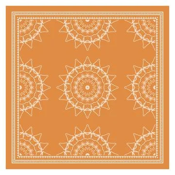 Bandana Shawl, Tablecloth Fabric Print, Silk Neck Scarf, Kerchief Design Stock Illustration