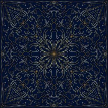 Bandanna with gold pattern. Illustrazione stock
