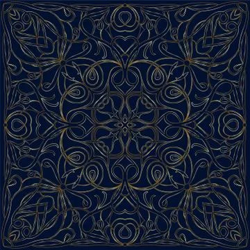 Bandanna with gold pattern. Stock Illustration
