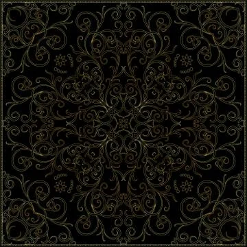 Bandanna with gold pattern. Stockillustratie