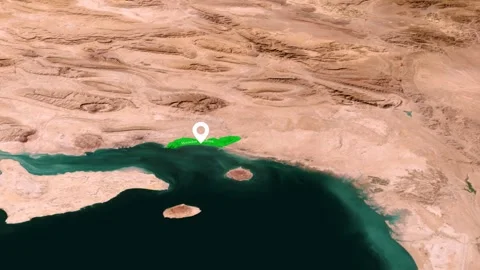 Bandar Abbas Highlighted on Persian Gulf Satellite Map Stock Footage 344528689