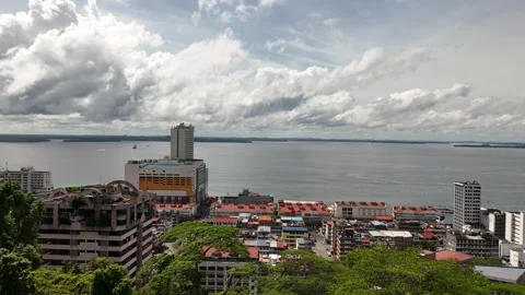 Bandar Sandakan View To Ocean Stock Footage 307131638