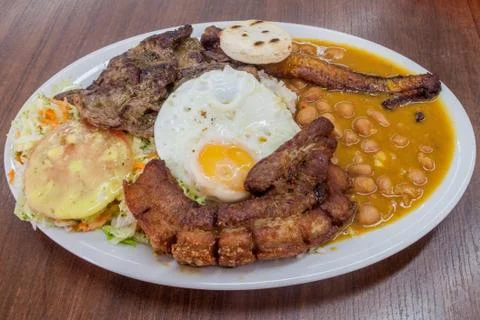 Bandeja Paisa. Typical meal from Colombia. Stock Photos