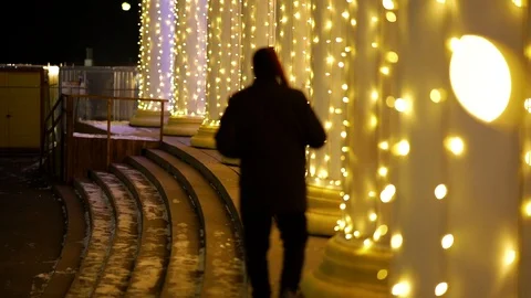 Bandit In Park At Night. Thug. Stock Footage 98929682