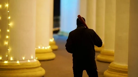 Bandit In Park At Night. Thug. Vídeos de archivo 98929853