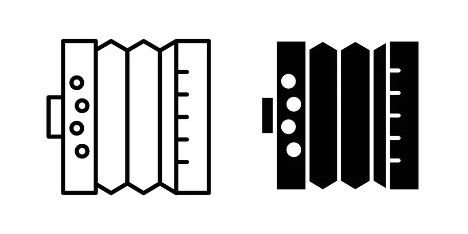 Bandoneon instruments icon vector template set in black Stock Illustration
