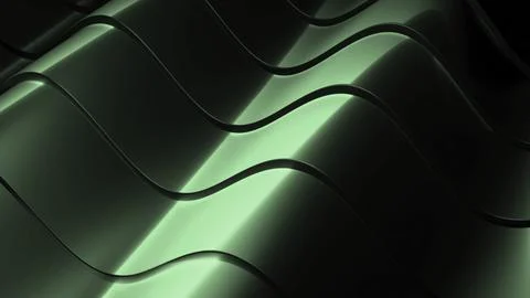 Bands with metallic texture move in waves. Design. Wavy 3d stripes with metallic Stock Illustration
