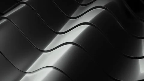 Bands with metallic texture move in waves. Design. Wavy 3d stripes with metallic Stock Illustration