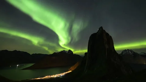Bands Northern Lights over Segla Stock Footage 250298829