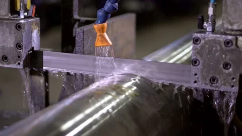 Bandsaw metal cutting machine working. Close-up. Hacksaw circular CNC machine. Stock Footage 143333664