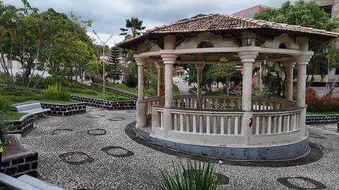 Bandstand in a tree-lined square Stock Photos