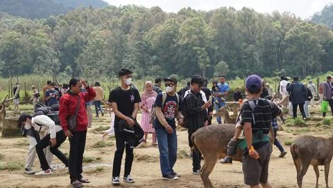 Bandung, West Java, Indonesia, May 7, 2022, Tourists enjoy the atmosphere o.. Stock Photos